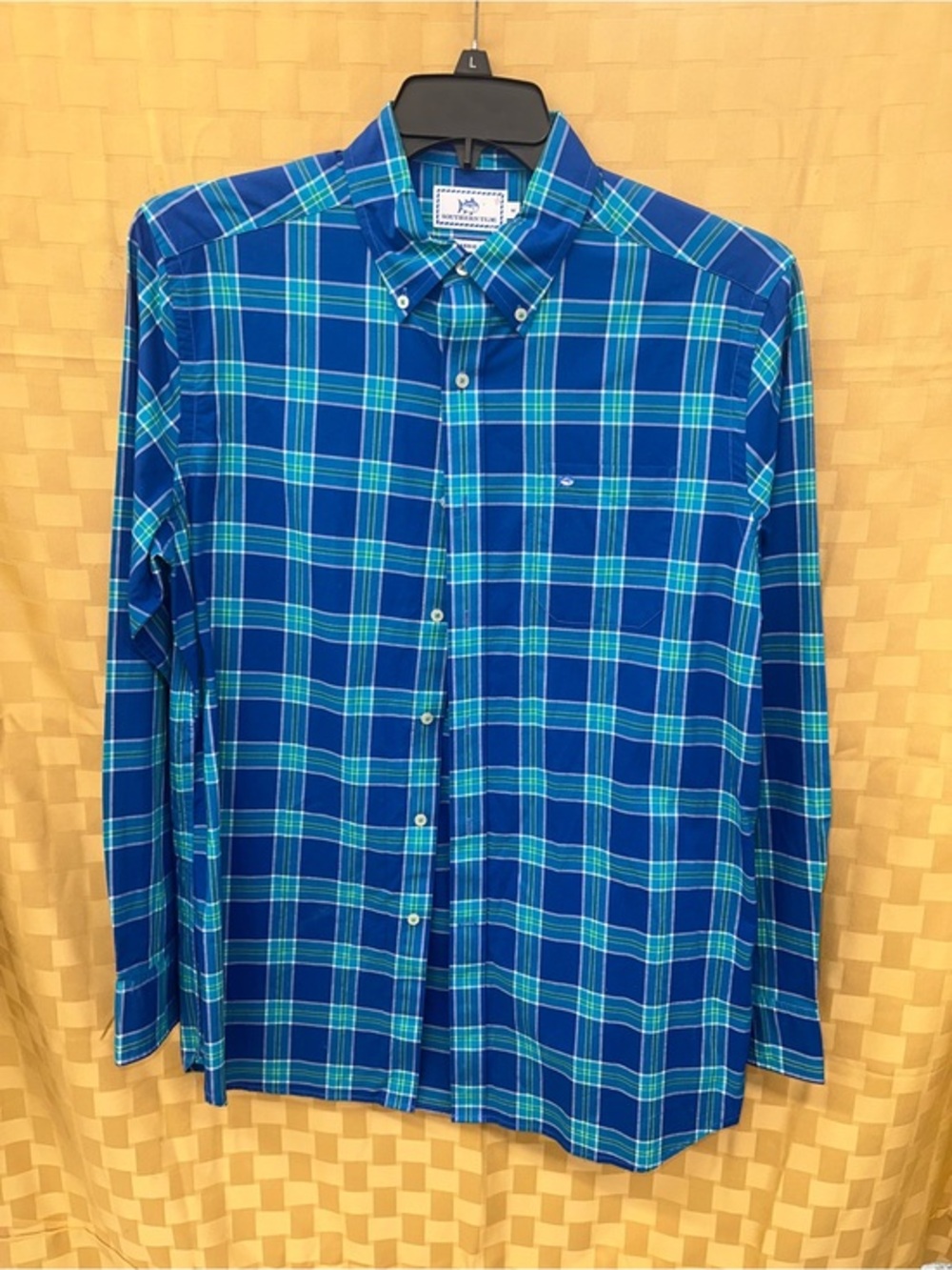 Southern Tide Blue and Green Plaid Button-Down Shirt